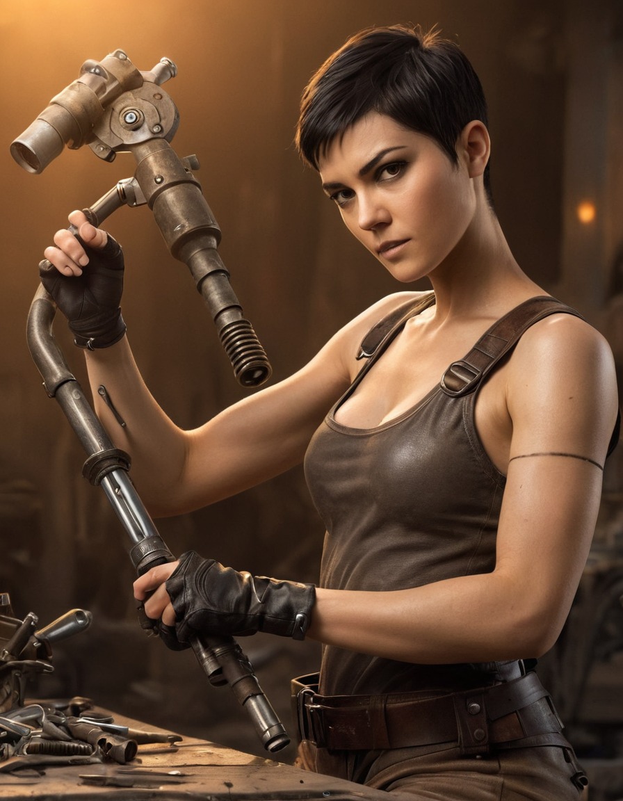 furiosa, mechanical arm, tools, post-apocalyptic, mad max