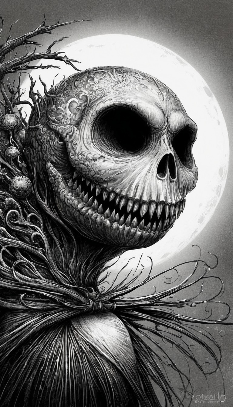 horror, spooky, gothic, creepy, skull, doodleday, knoxpaint