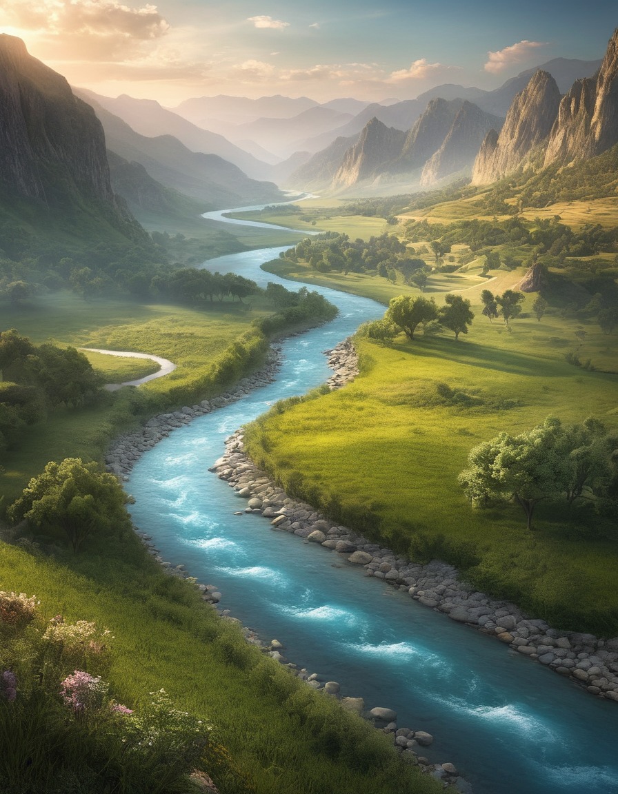 nature, river, valley, peaceful