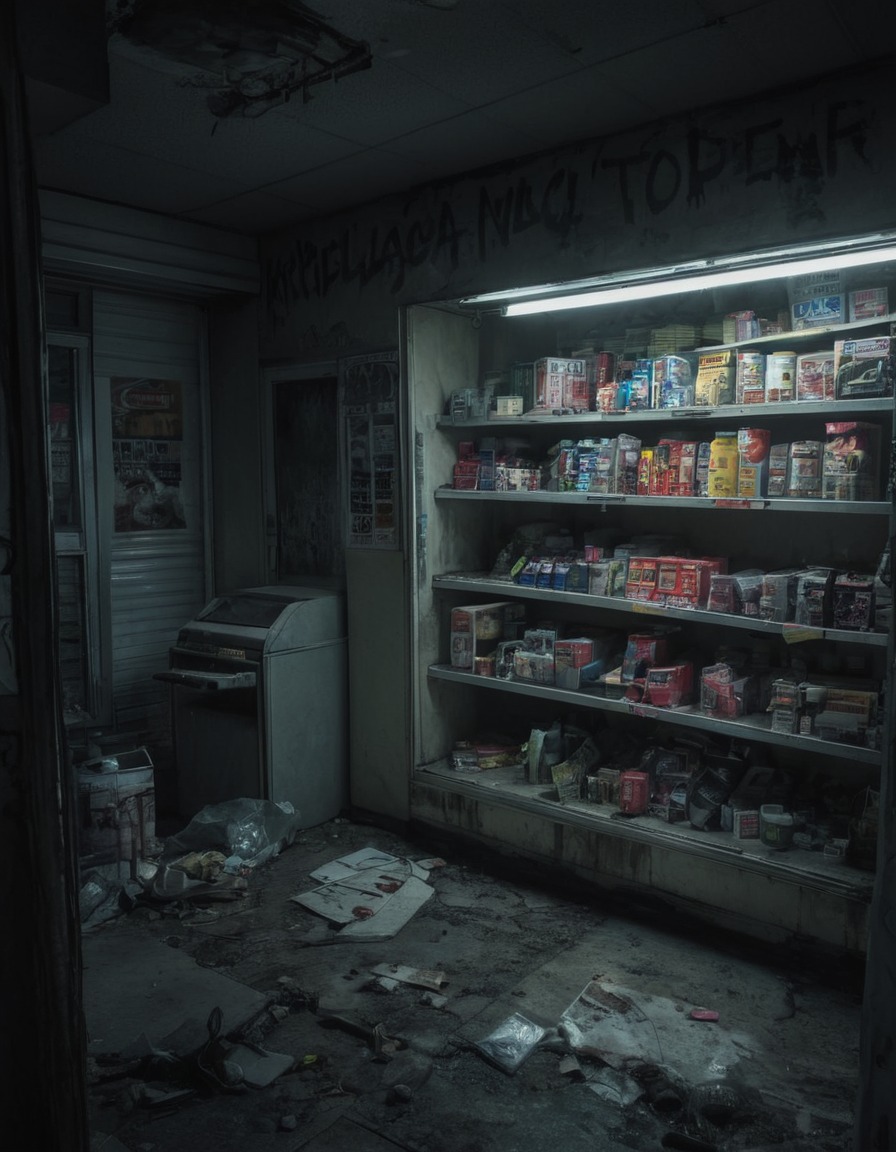 convenience store, abandoned building, urban decay, big city, store closure, neglected, cityscape