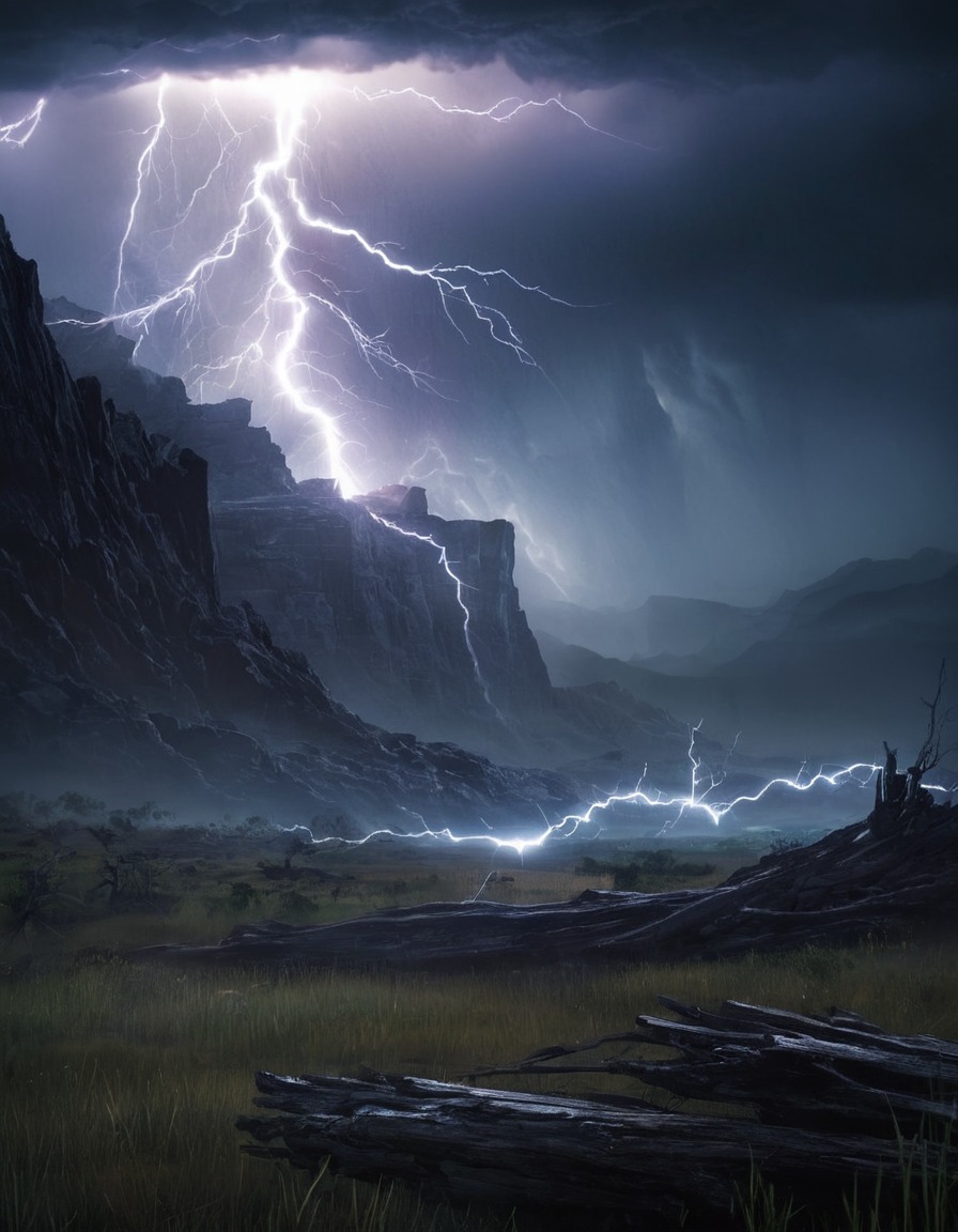 storm, lightning, power, nature, landscape