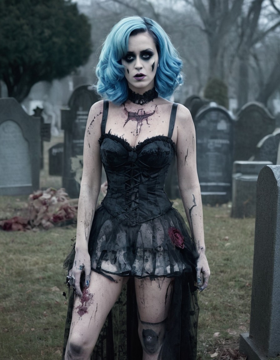 katy perry, glamour, zombie, graveyard, halloween, costume, celebrity, celebrities