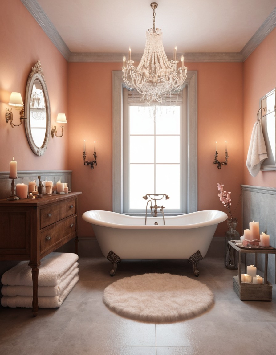 bathroom, clawfoot bathtub, towels, scented candles, home, interior