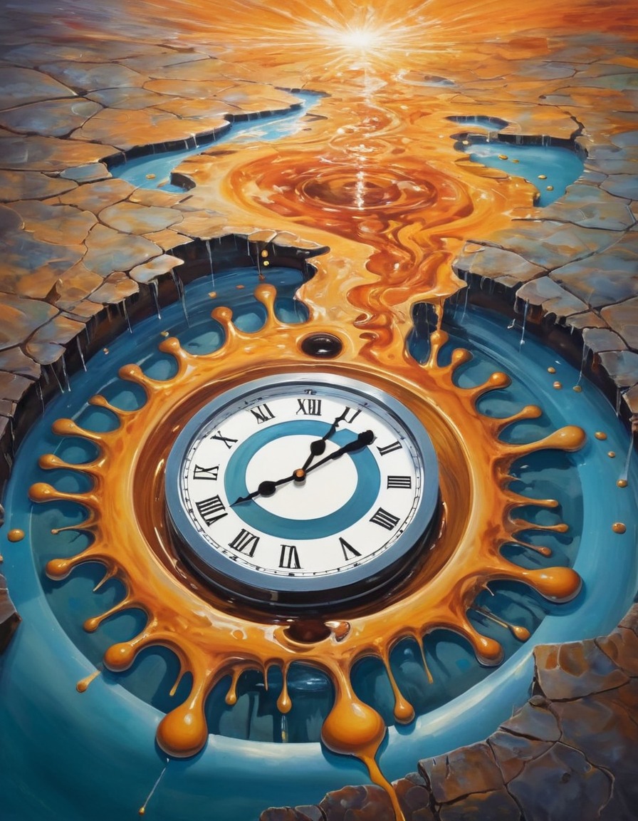 surrealism, melting clock, time, clock art, salvador dali, dali-esque, surreal