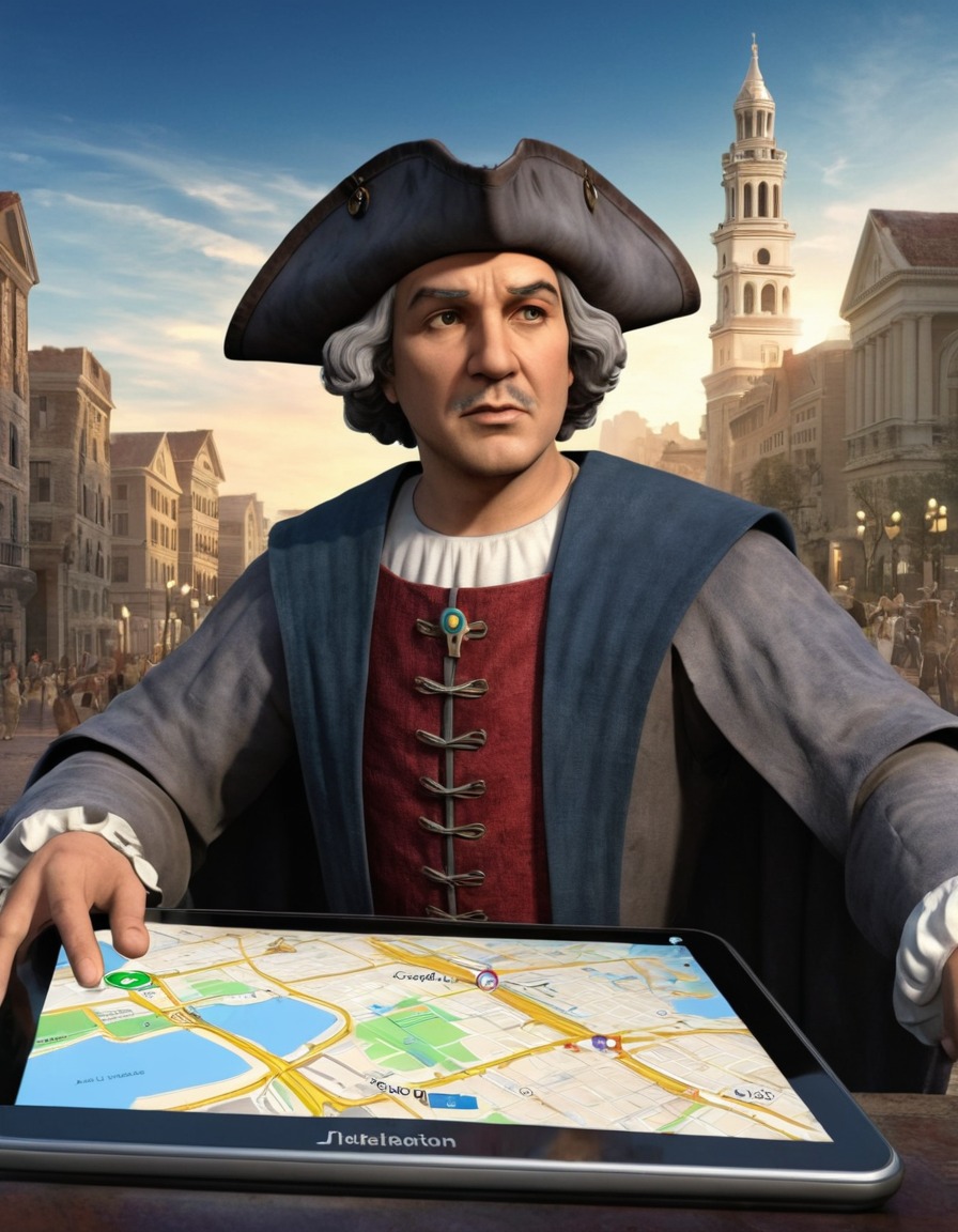 christopher columbus, gps navigation, city, exploration, technology