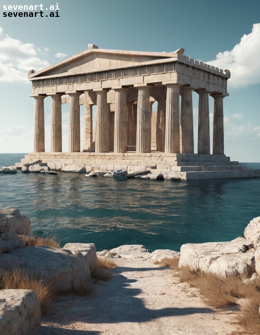 ancient, greek, temple, sea, architecture