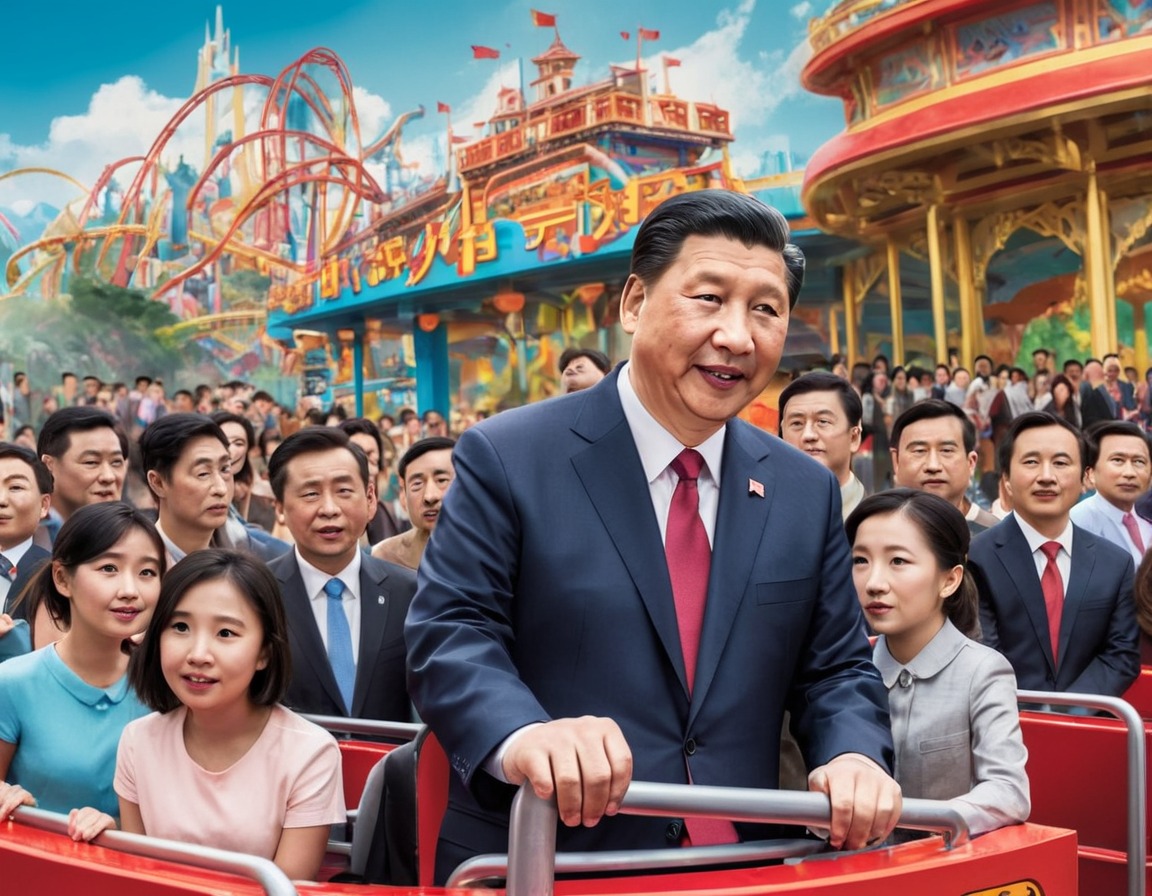 xi jinping, theme park, roller coaster, global leaders, fun, china