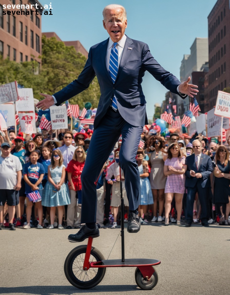 joe biden, unicycle, parade, confused, funny, usa