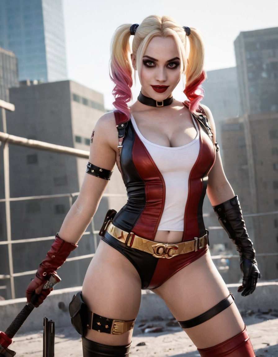 superhero, harley quinn, dc comics, defeated villain, comic book character