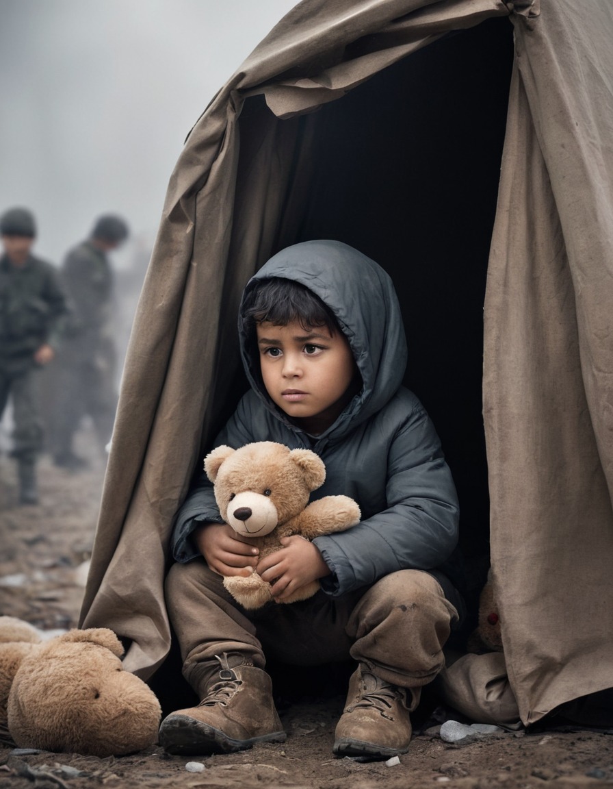 child, refugee, war, impact, shelter