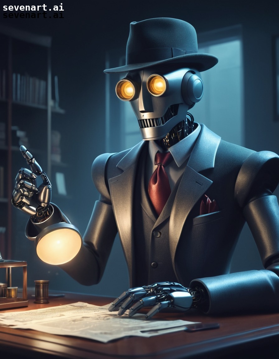 robot, detective, mystery, solving case, technology, robots