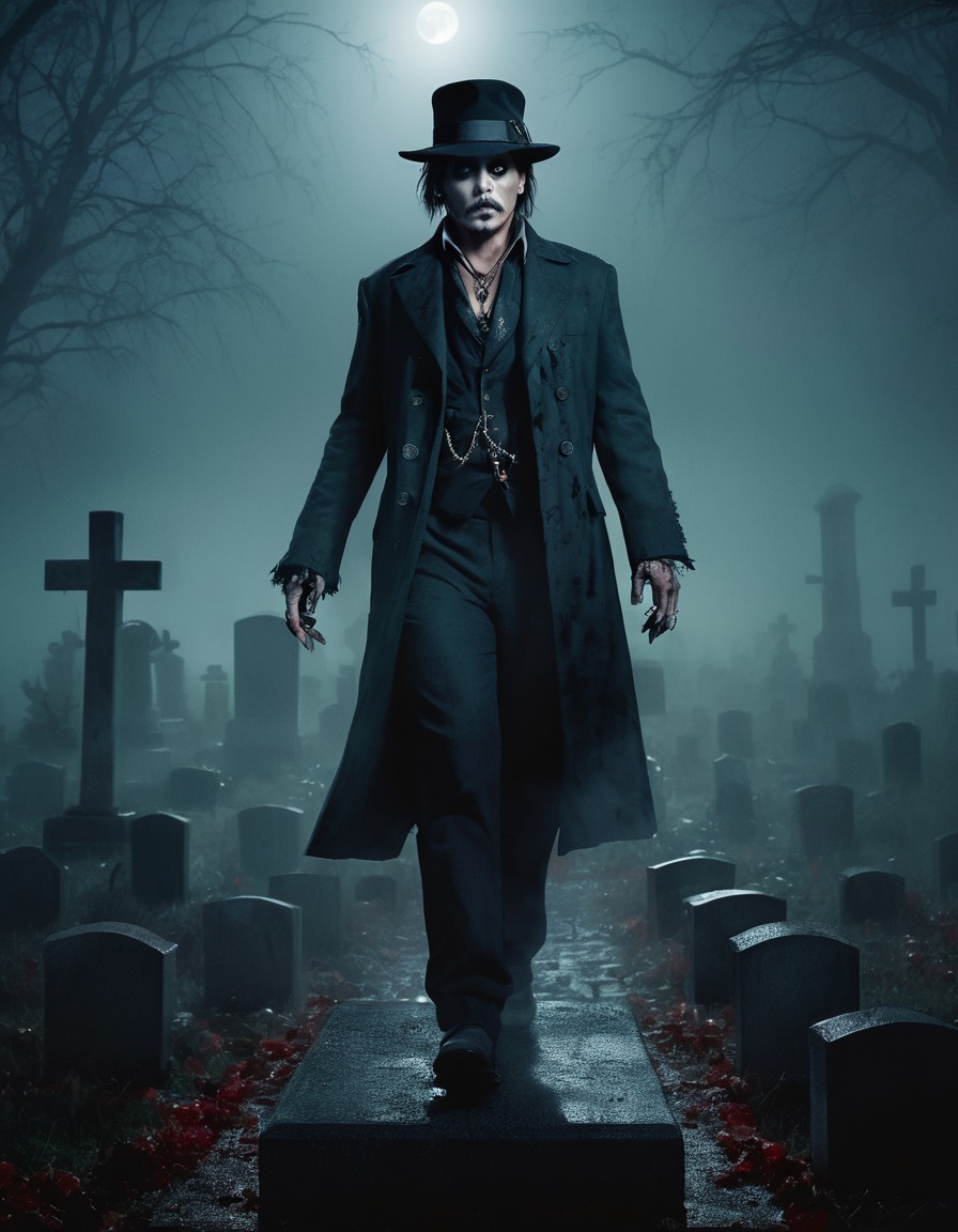 johnny depp, zombie, fog, cemetery, horror, hollywood, celebrities