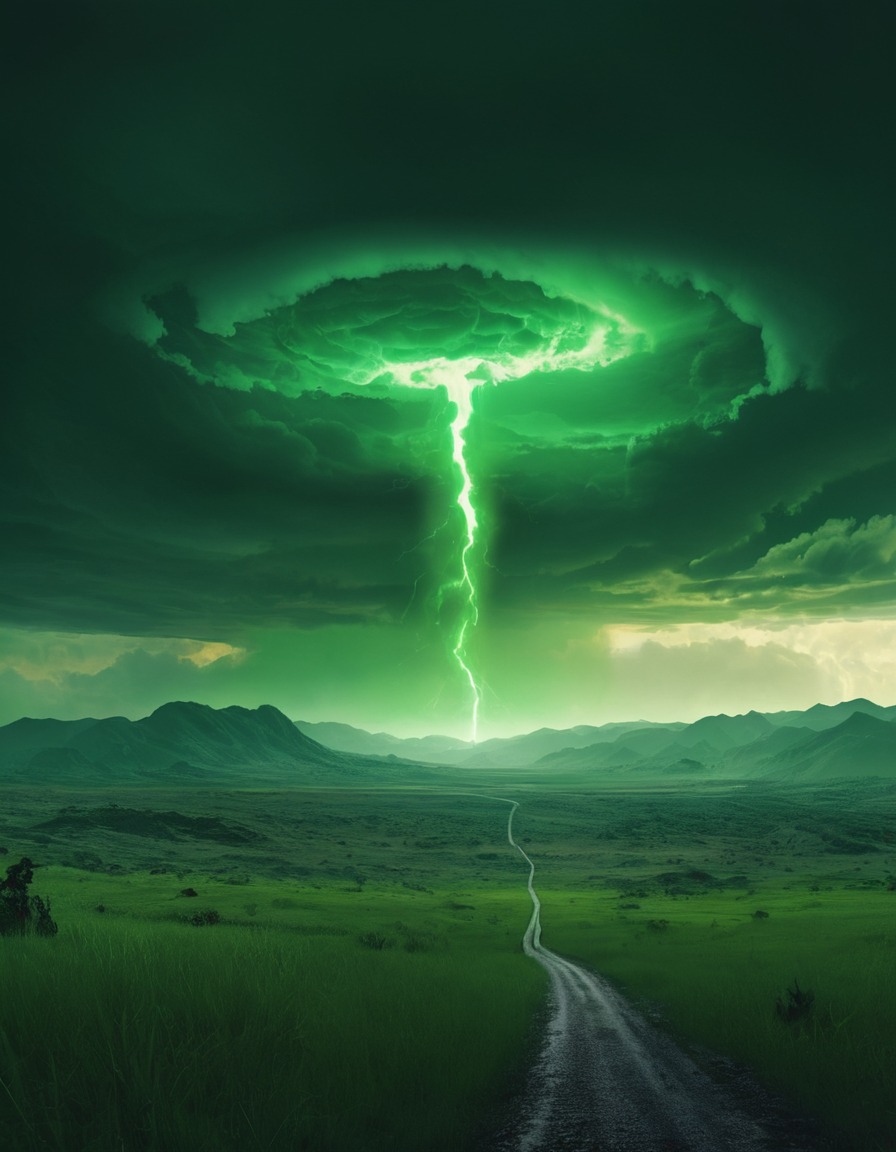 radioactive, storm, eerie, landscape, green glow, fallout, games, tv shows, amazon prime