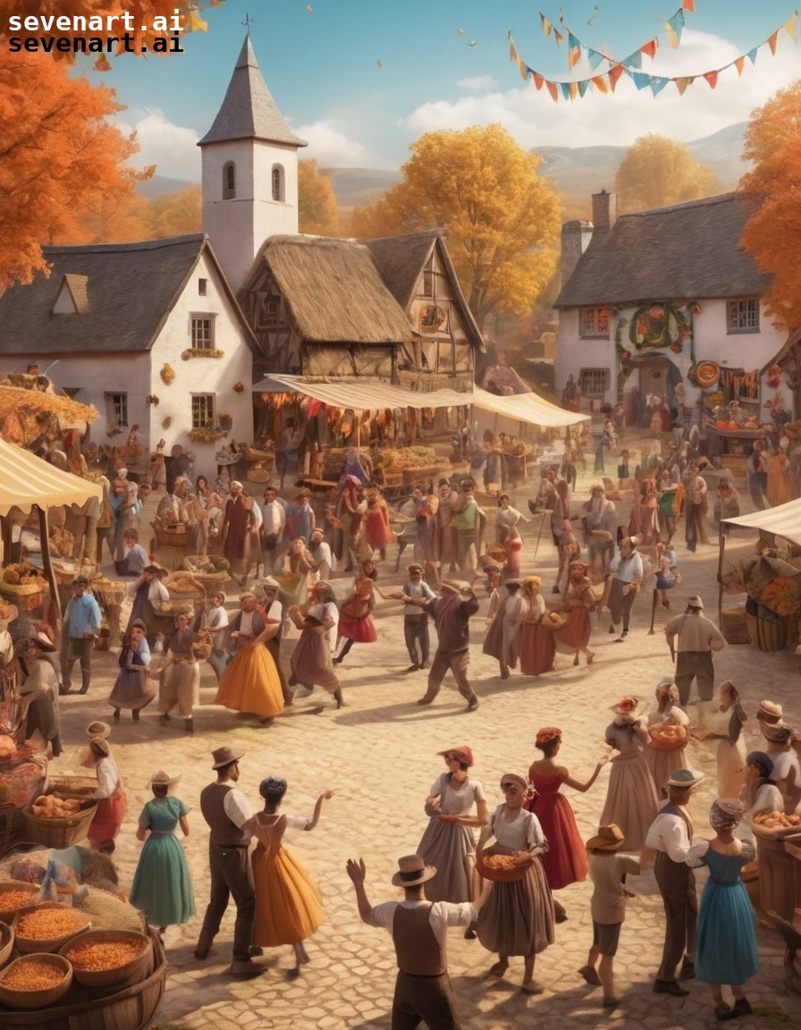 village, celebration, harvest, festival, music, middle ages