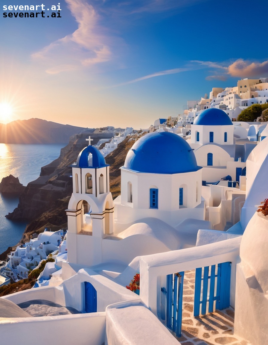 travel, greece, santorini, sunset, architecture, europe