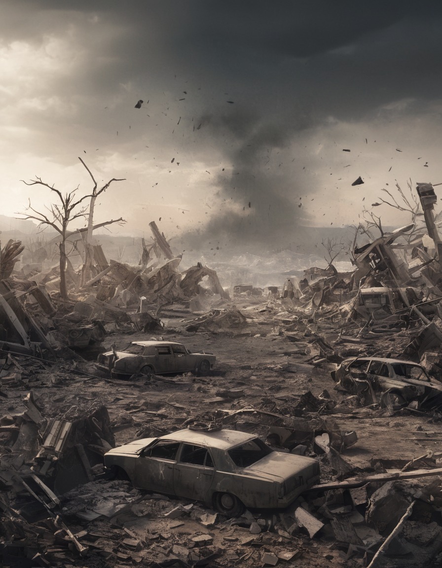 war-torn, destruction, ruins, landscape, aftermath, war