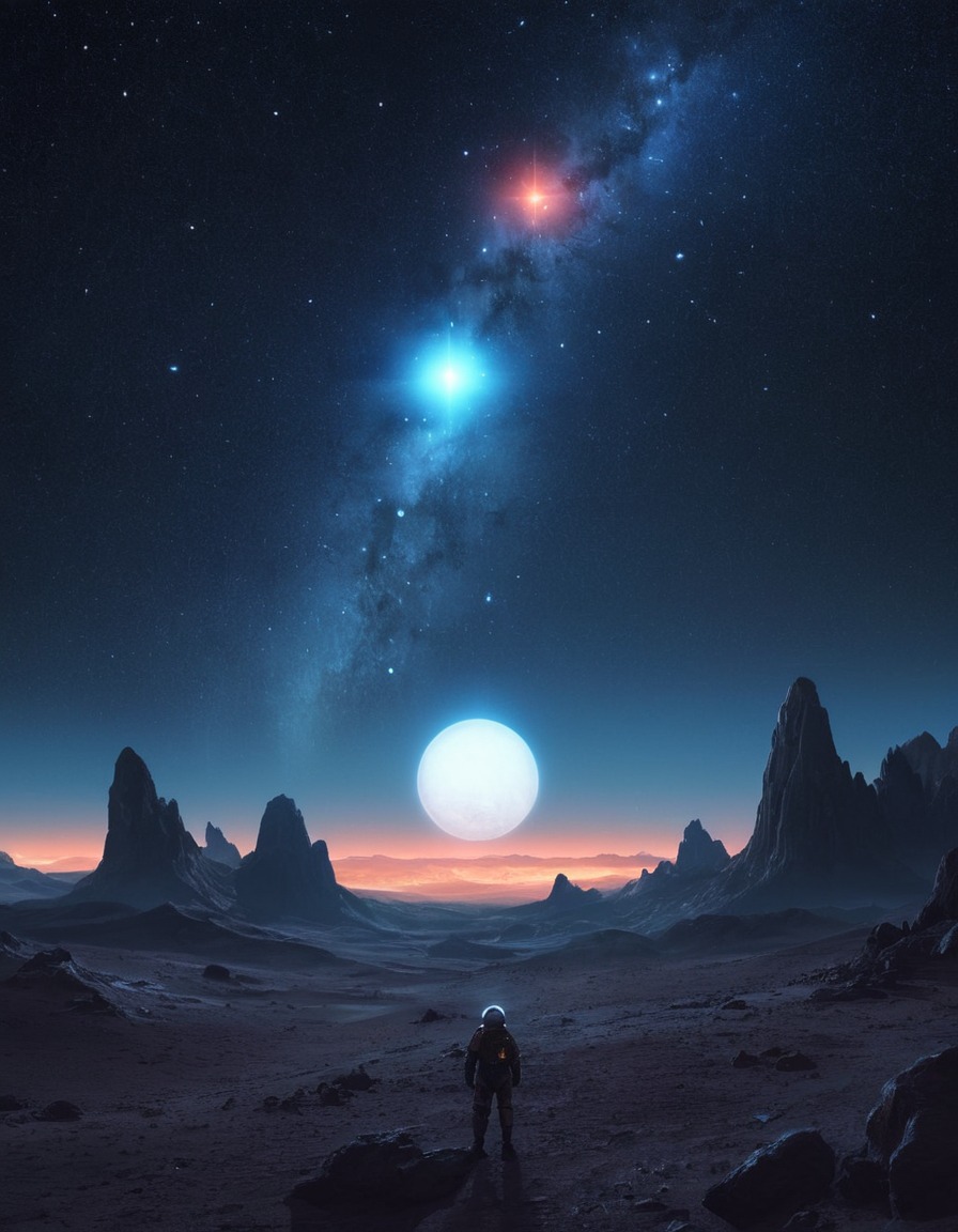 otherworldly, space, vista, glowing planets, stars