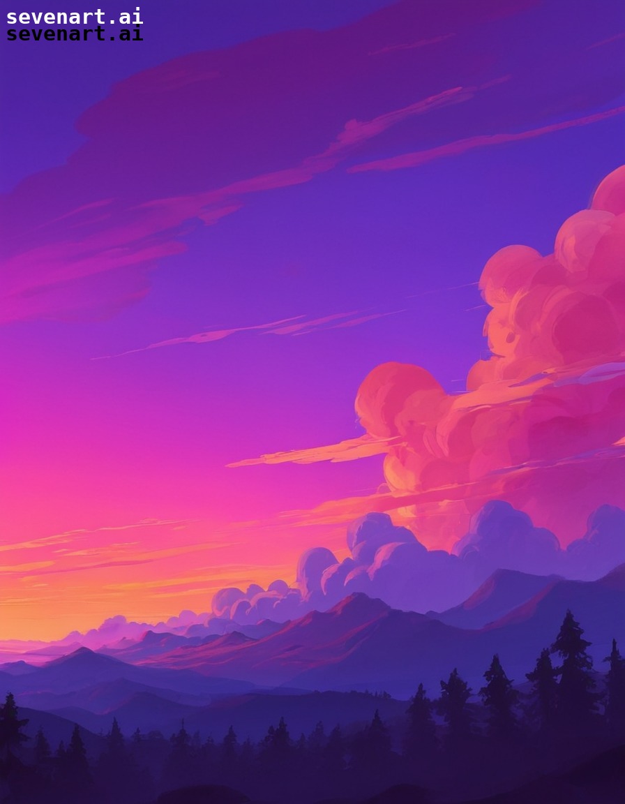 sunset, vibrant, painting, sky, pink, nature