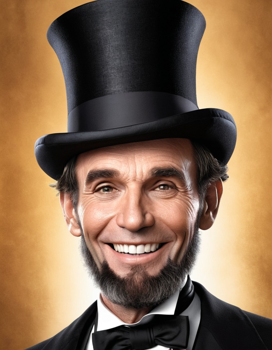 abraham lincoln, top hat, oversized, comical, humor, fat