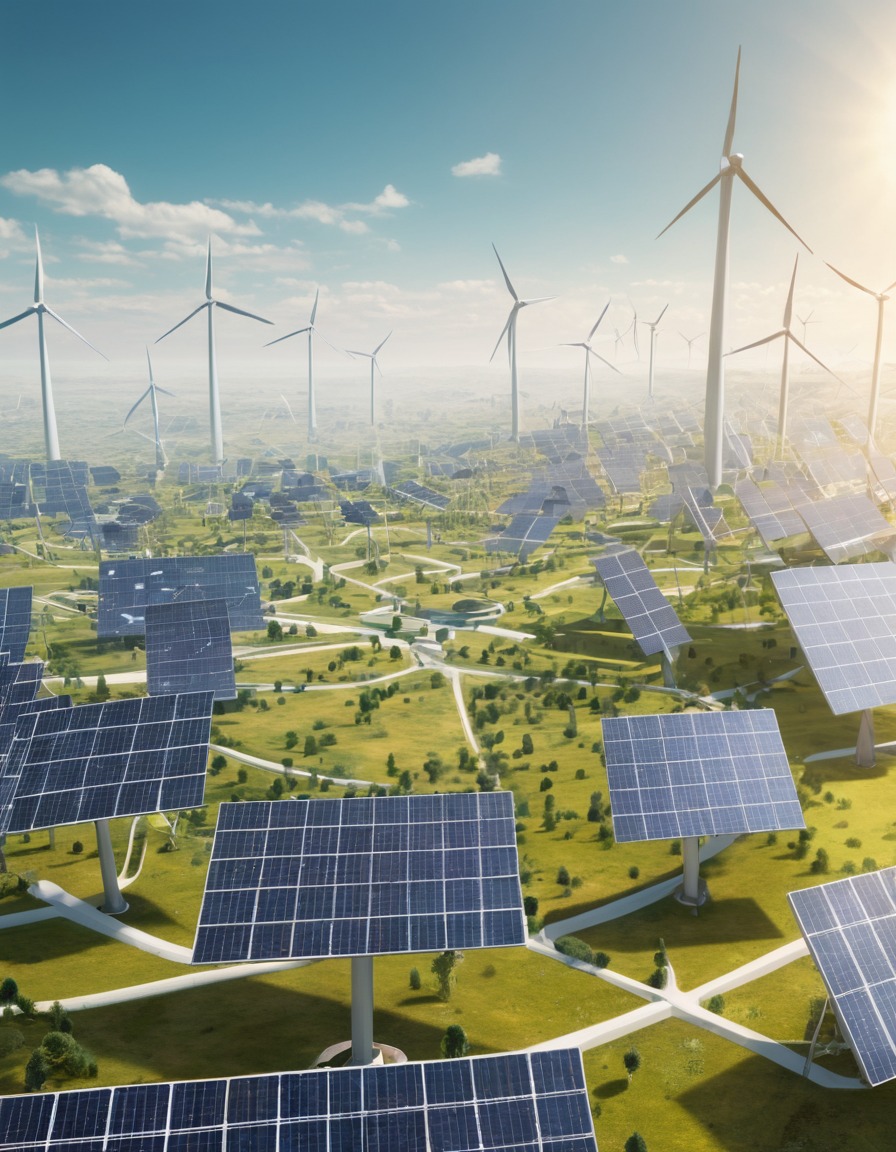 renewable energy, sustainability, smart city, solar panels, wind turbines, technology