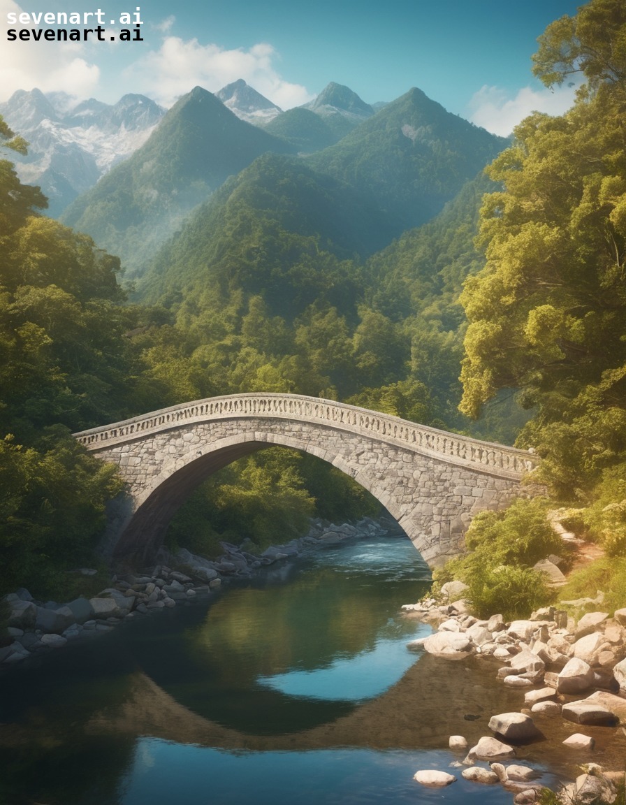 bridge, river, peaceful, nature, scenic