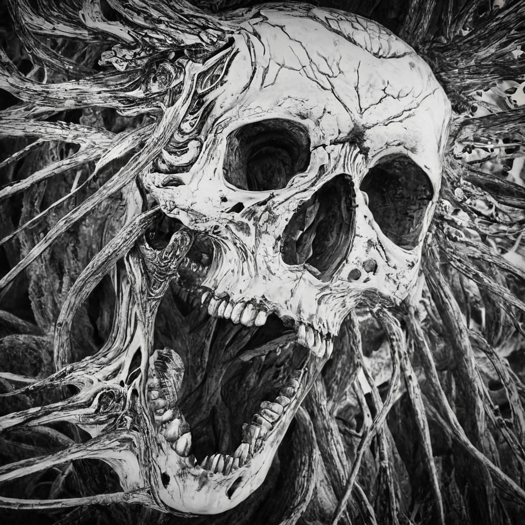 art, illustration, drawing, dark art, horror, fantasy, surreal, macabre, skull