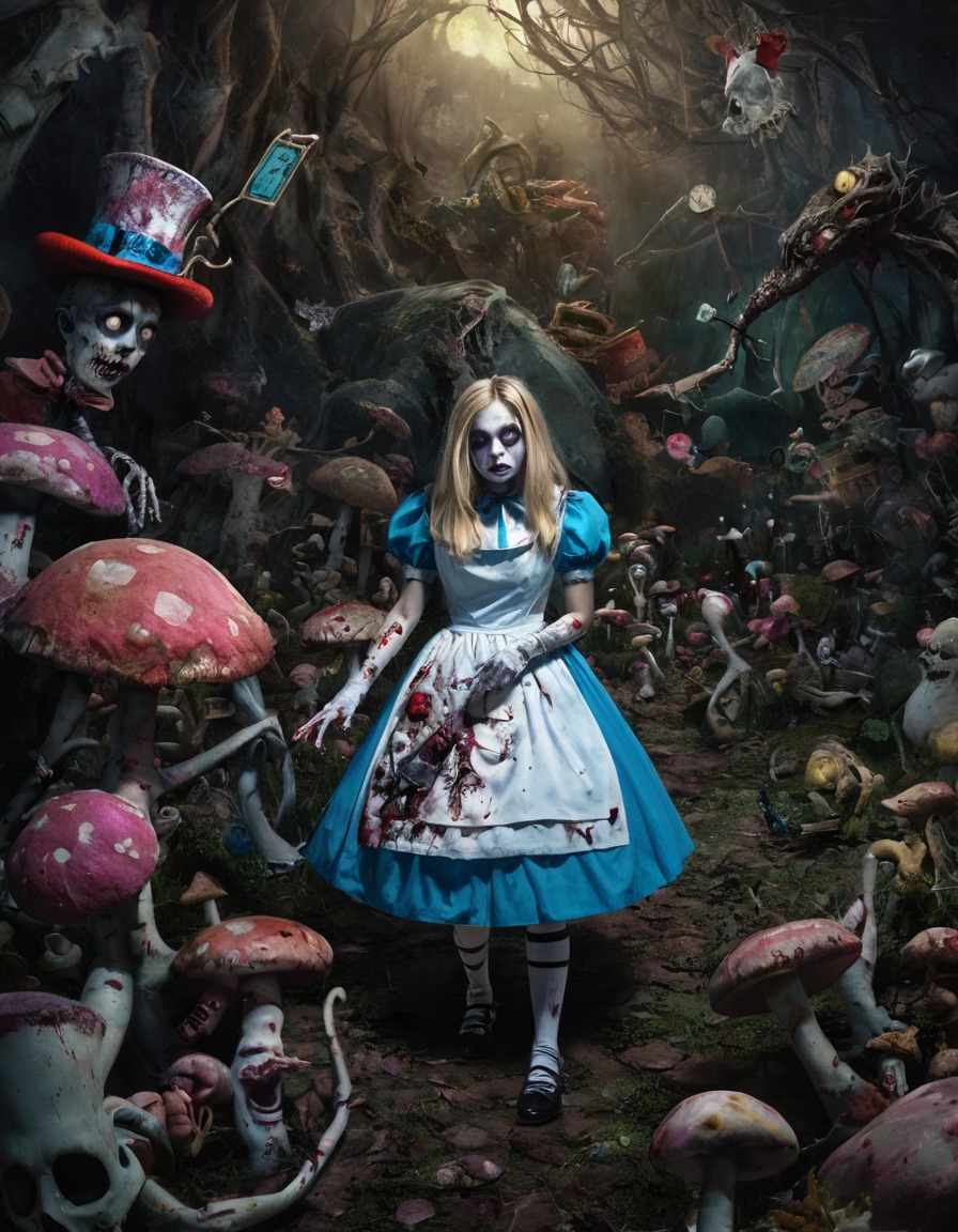 alice, alice in wonderland, zombie, twisted, hallucinatory, wonderland