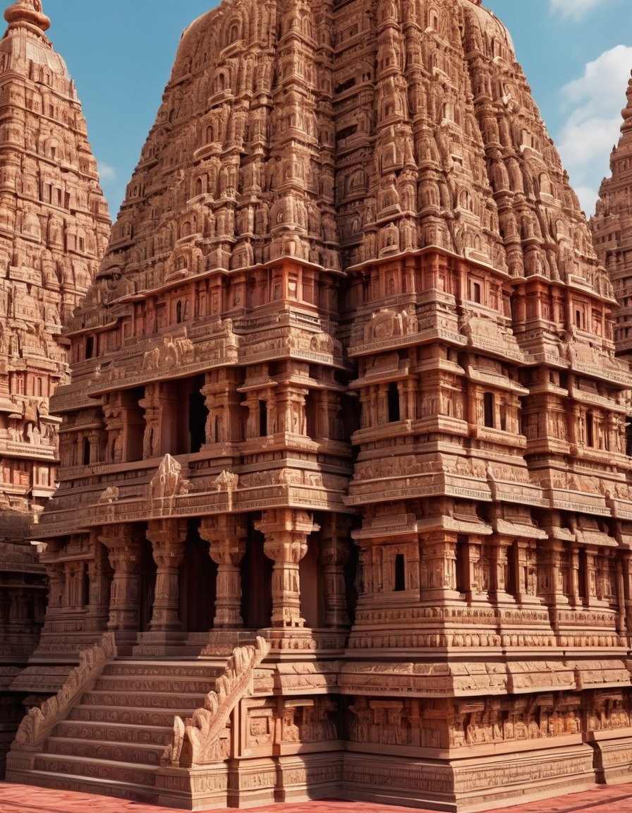 hindu temple, colorful, intricate carvings, religious, architecture