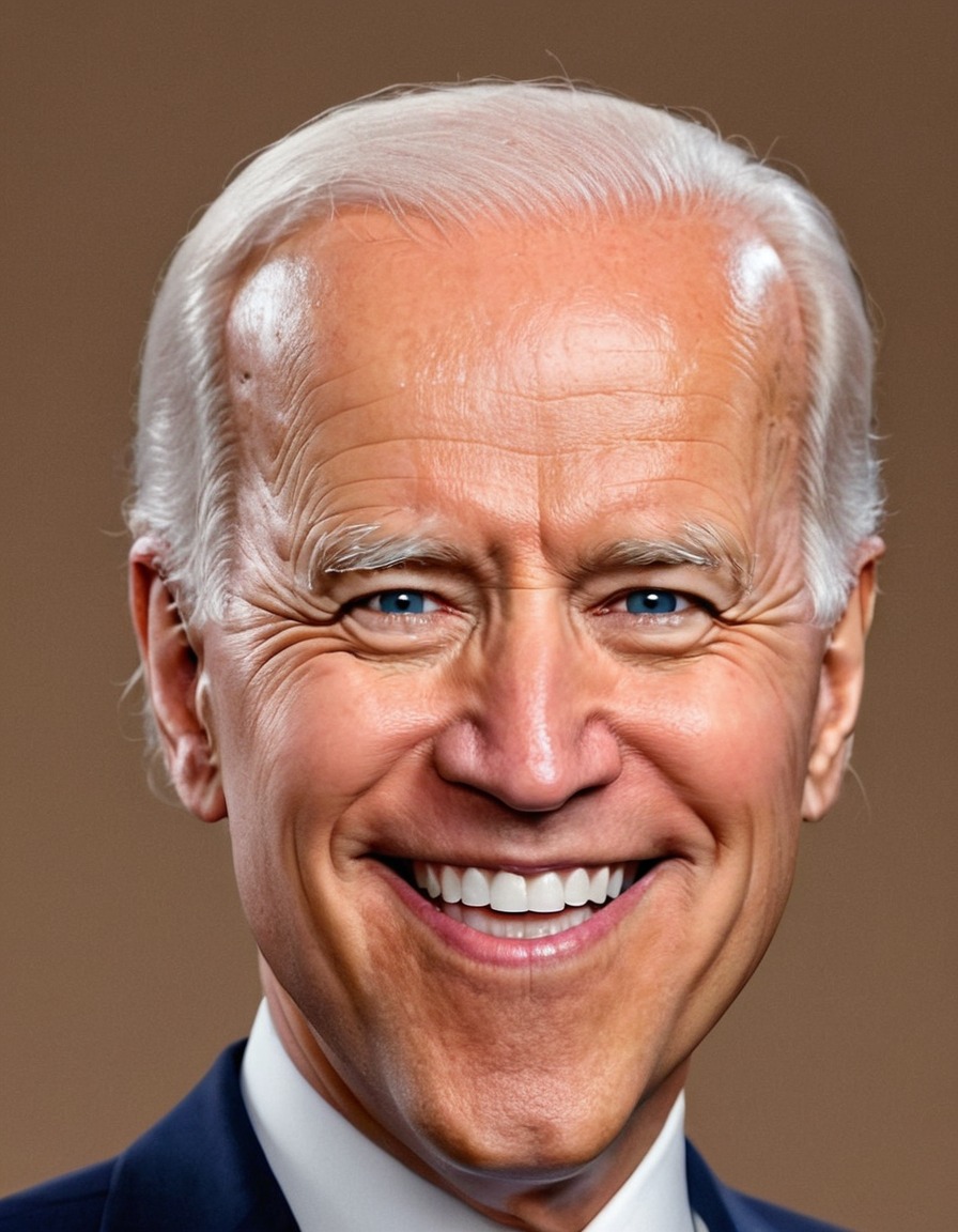 joe biden, caricature, big head, smile, crazy, political satire