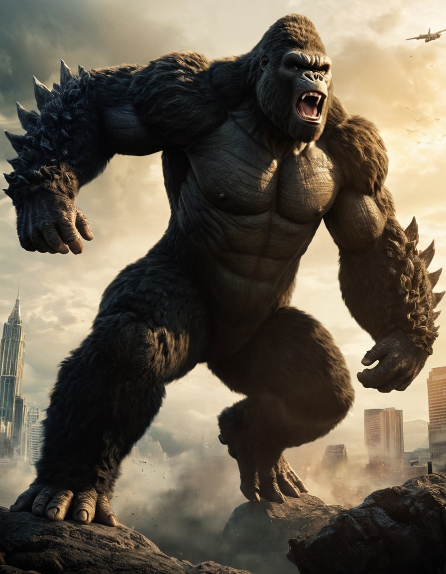 king kong, godzilla, monster, battle, punch, action, movie, kong