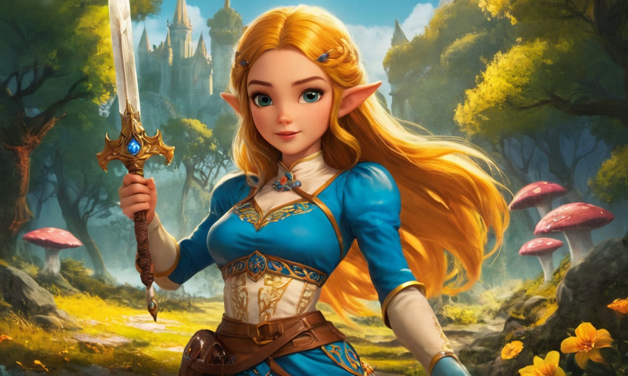 fanart, videogamefanart, wallpaper, link, digitalart, cartoon, nintendo, anime, characterdesign, digitalpainting, princess, animegirl, beauty, blondegirl, blondehair, blueeyedgirl, blueeyes, daytime, fantasyart, fantasycharacter, magic, portrait, waterfall, whitedress, zelda, dailychallenge, outside, dailychallenges