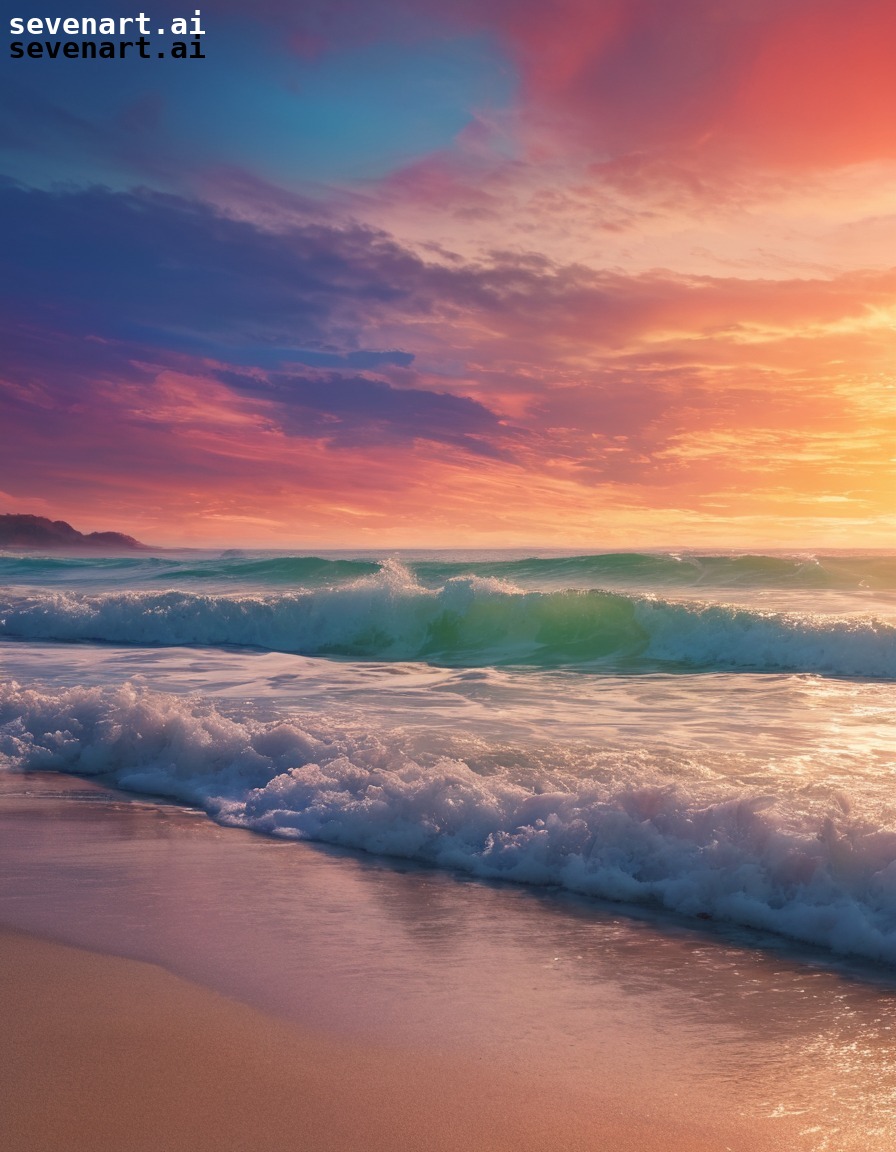 beach, waves, sunset, serene, nature