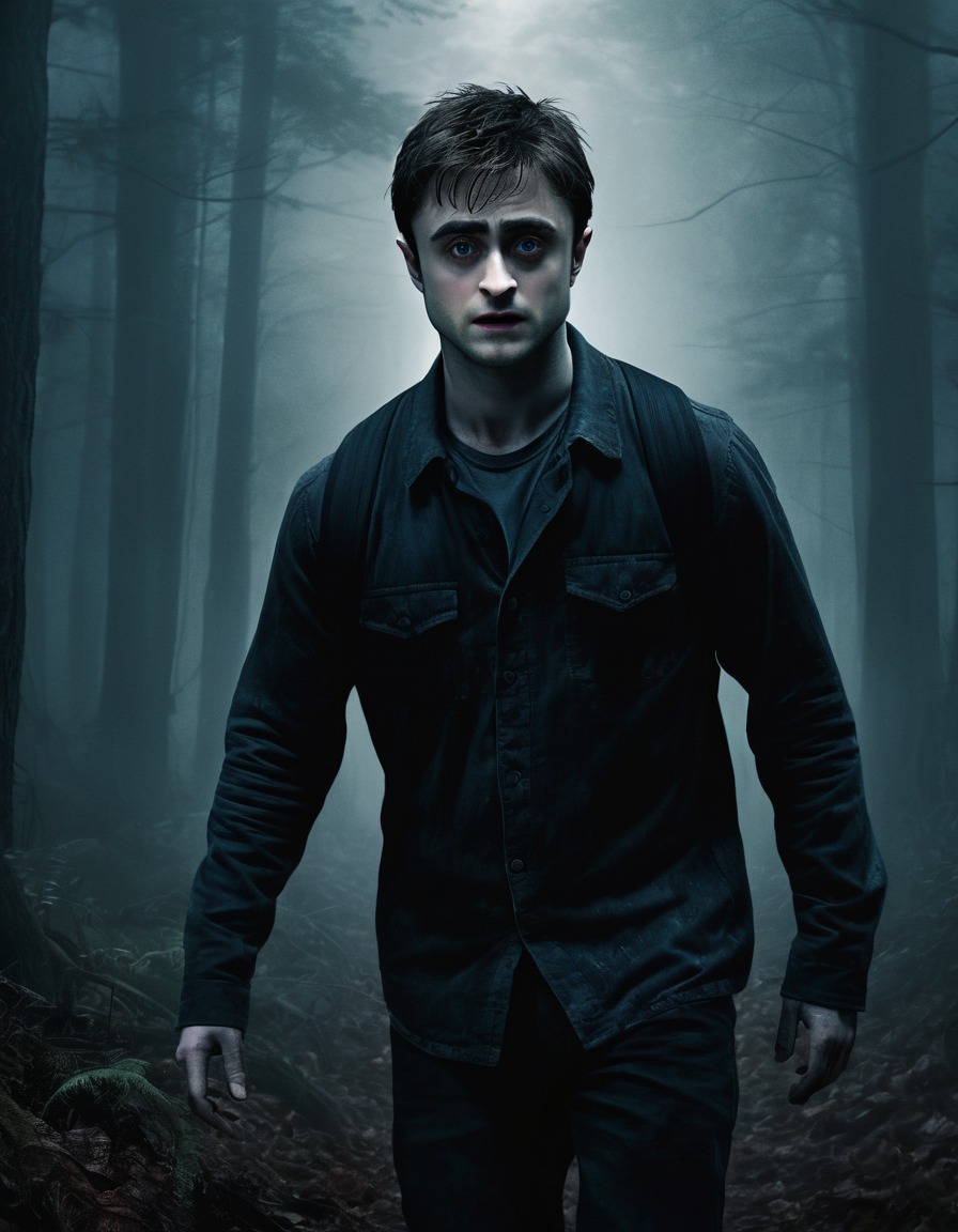 daniel radcliffe, zombie, dark, foggy, forest, celebrities