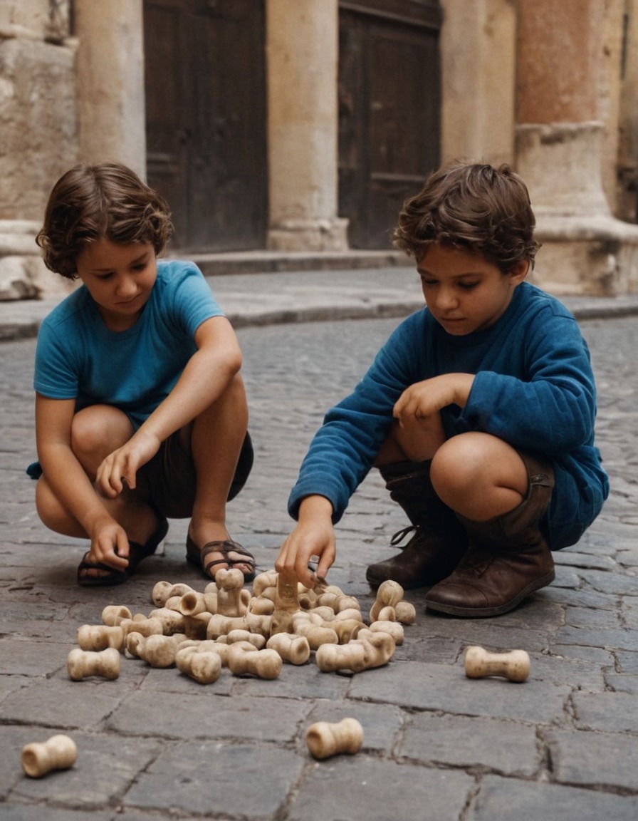 ancient rome, children, knucklebones, street, games, social interaction, historical recreation