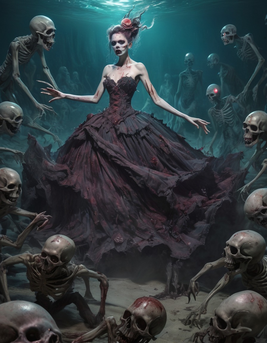 zombie, undead, elegant, ball gown, decay, graceful, nsfw