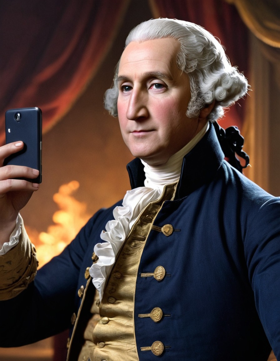 george washington, selfie, smartphone, historical figure