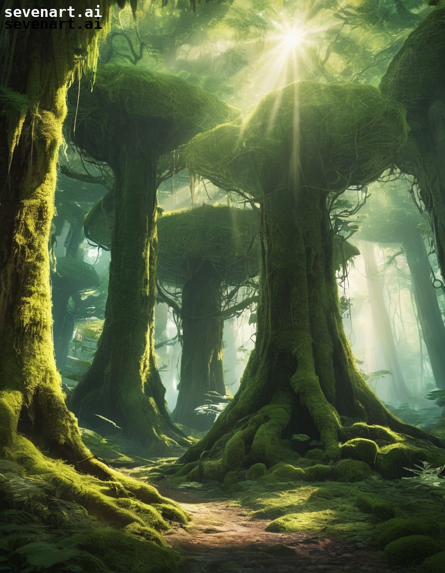 nature, forest, ancient, mossy, sunlight