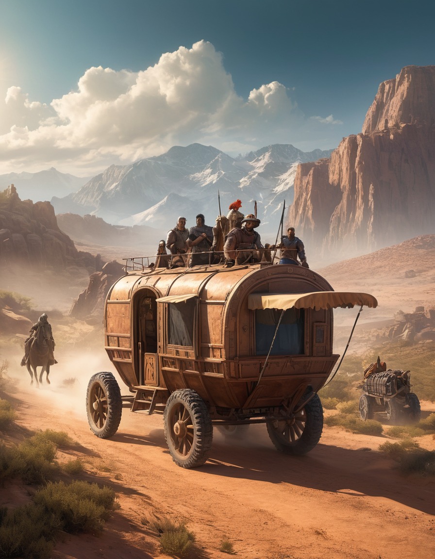 trading caravan, wilderness, mercenaries, adventure, fallout, games, tv shows