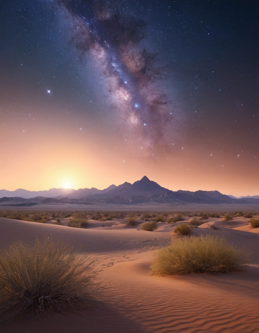 sky, stars, desert, tranquil landscape, nature