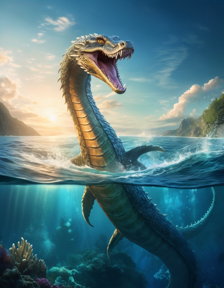 sea serpent, ocean, mythical creature, fantasy