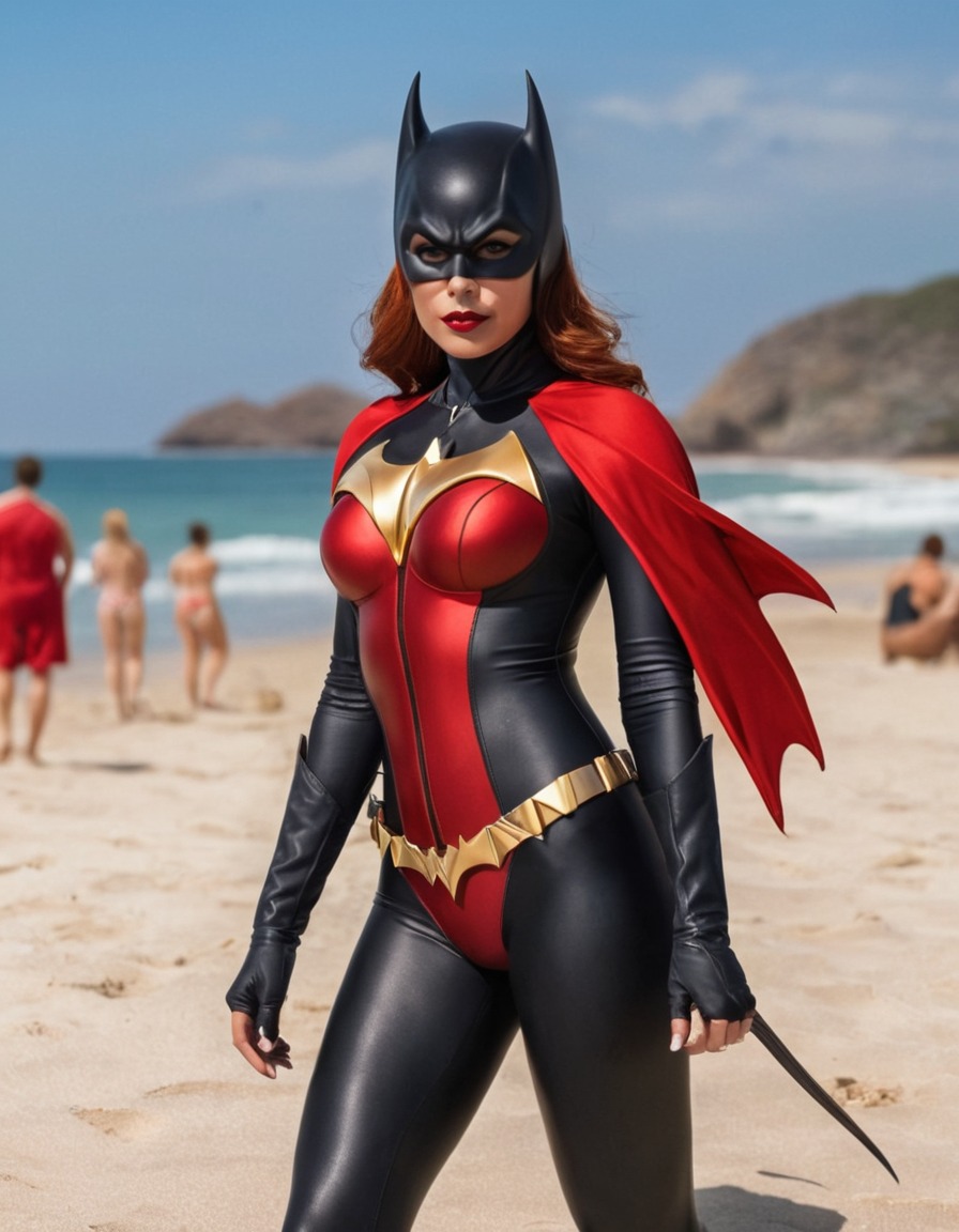 beach, swimsuit, batwoman, superhero, dc comics