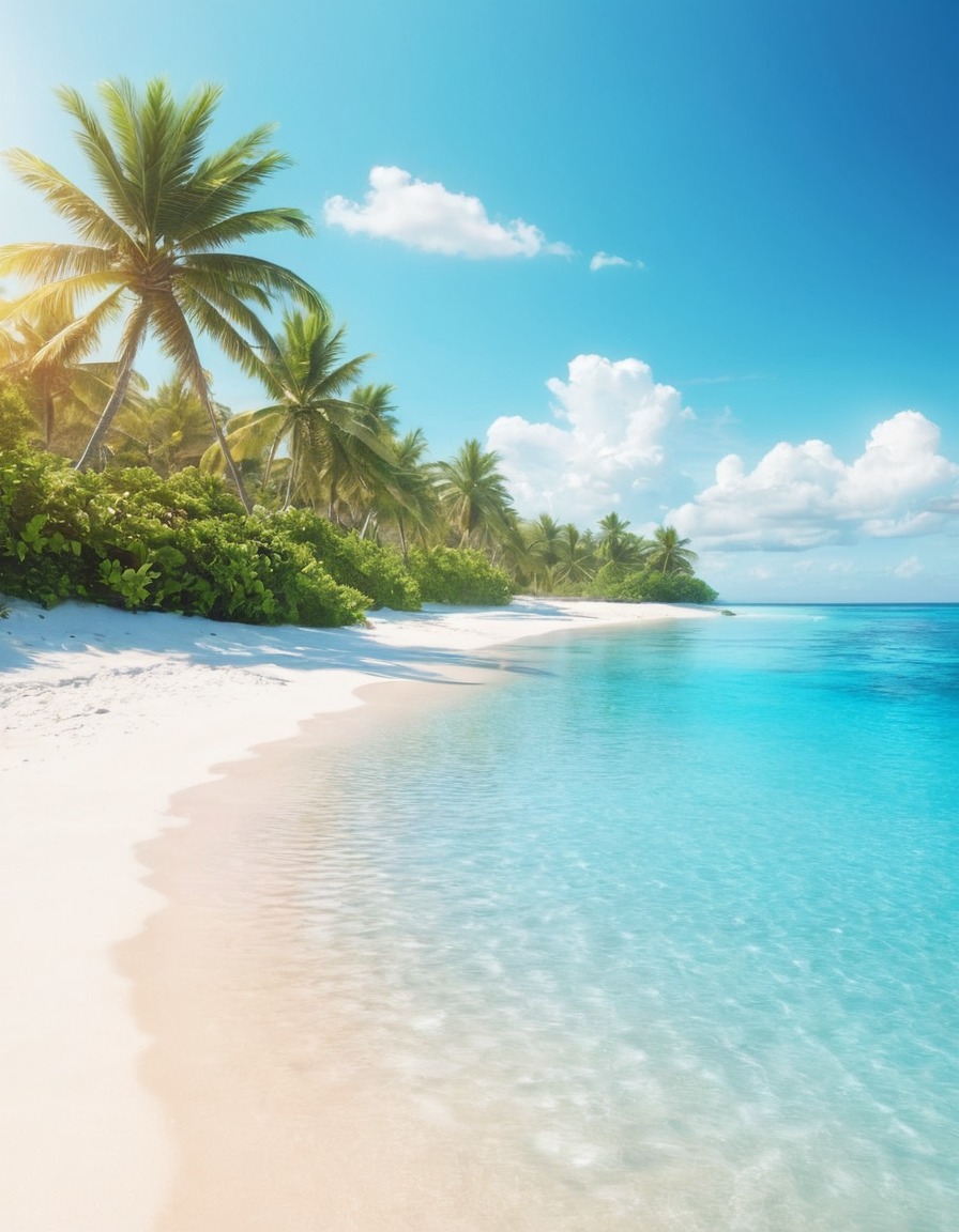 beach, tranquil, turquoise water, white sand, nature