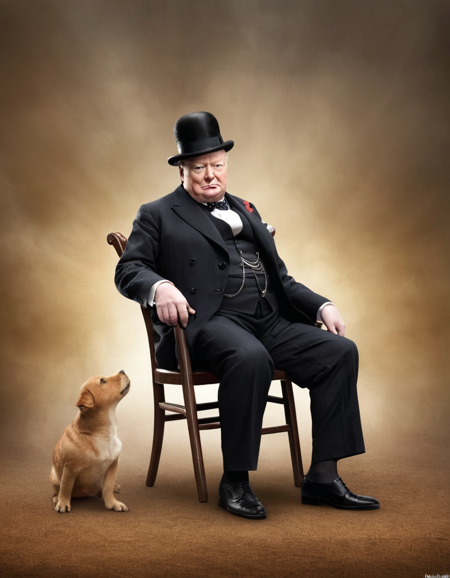 winston churchill, chair, struggle, humor, fat