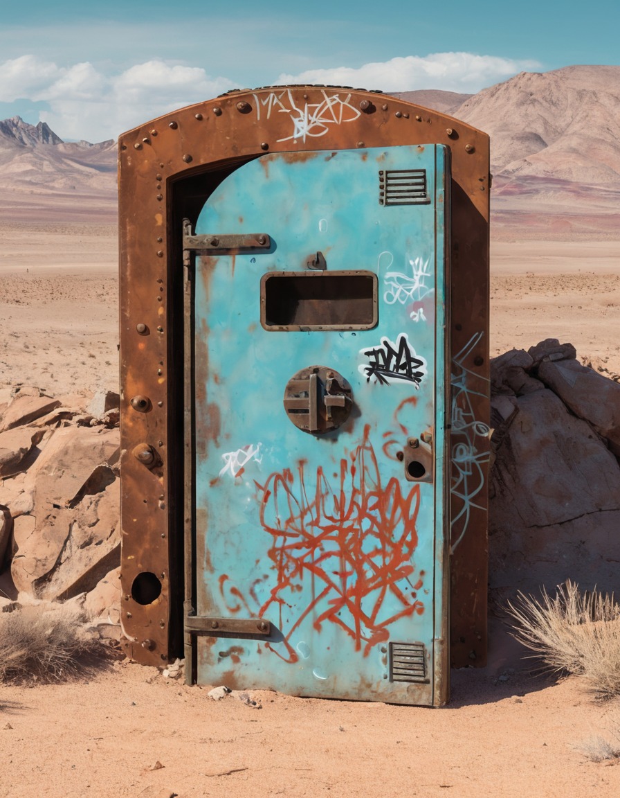 abandoned, vault, graffiti, rust, desert, fallout, games, tv shows, amazon prime