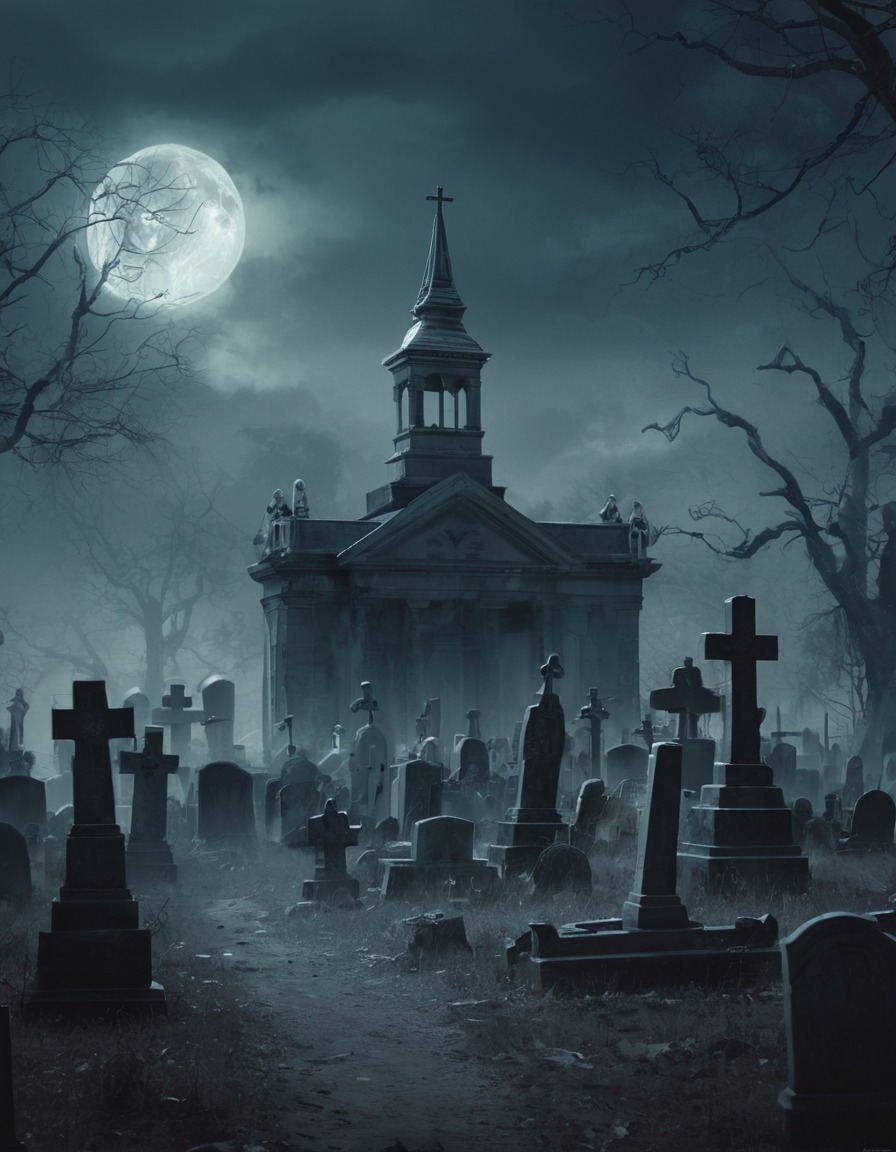 graveyard, haunted, ghostly, spirits, skeletal beasts