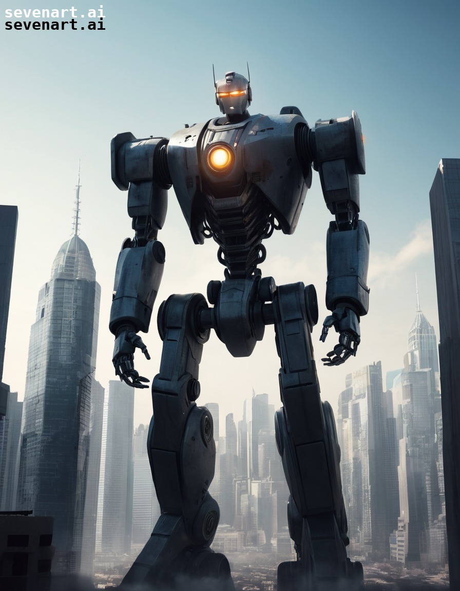 robot, city, skyline, futuristic, technology, robots