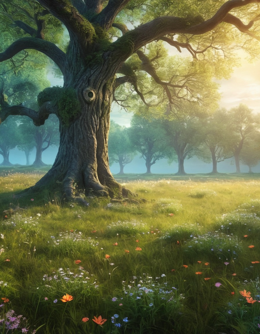 nature, enchanted, meadow, tree spirits, magical, fantasy, fantastic