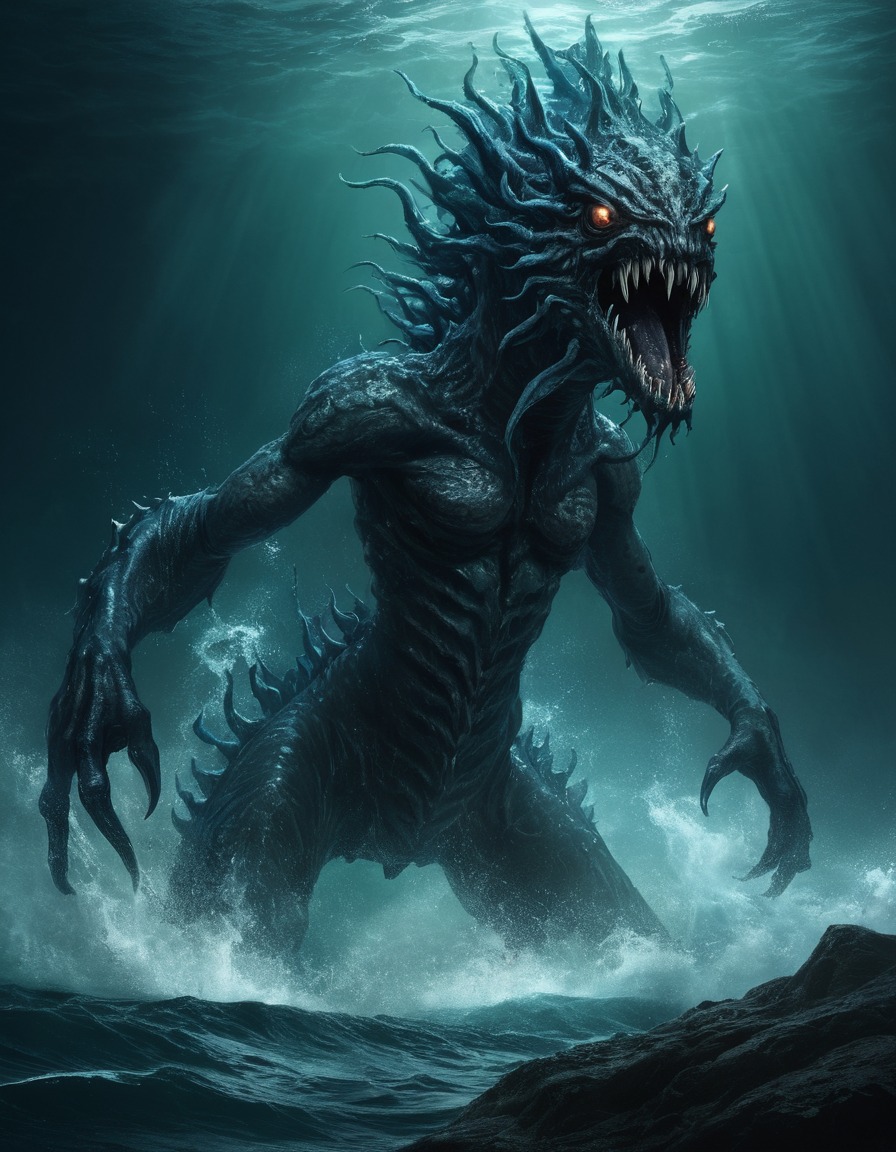 water sprites, sea monster, legendary creature, mythical beings, mythological creatures, fantasy, folklore