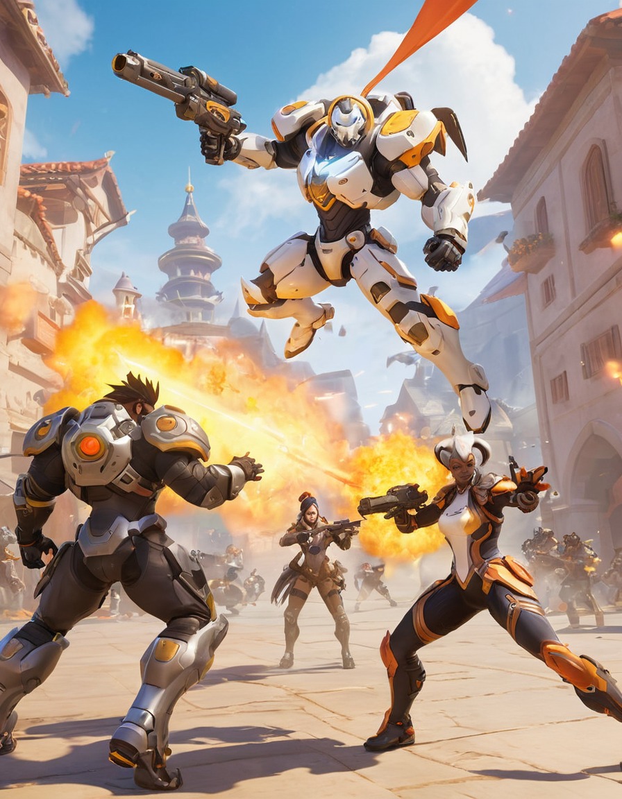 overwatch, video game, heroes, villains, battle scene, abilities, weapons, computer games