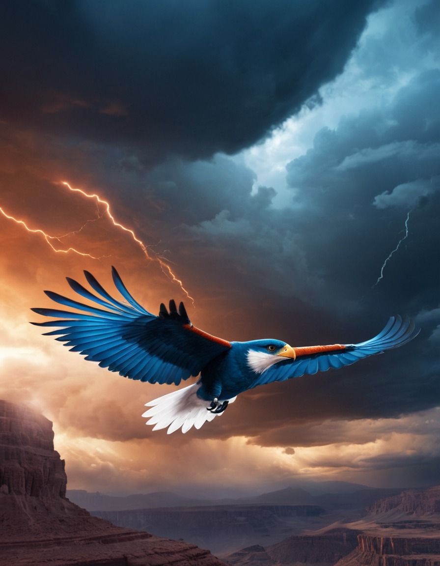 thunderbird, majestic, stormy sky, artwork